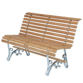 parkbank tuinbank gemaakt van hardhout en staal met een zeer goede kwaliteit gaat meer dan 30 jaar mee